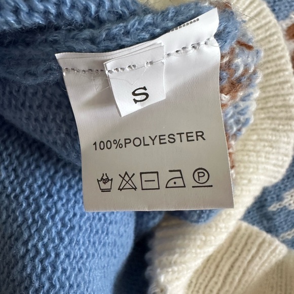 Blue and Brown Fair Isle oversized  Women's Sweater, size small - Picture 6 of 8